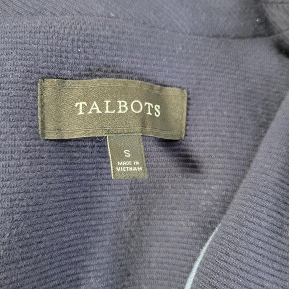 Womans Talbots Navy White Accents Crop 2 button Jacket Size Small Small spot - Picture 10 of 12